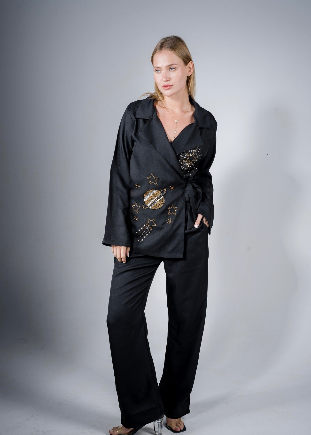 Galaxy Black Linen Set