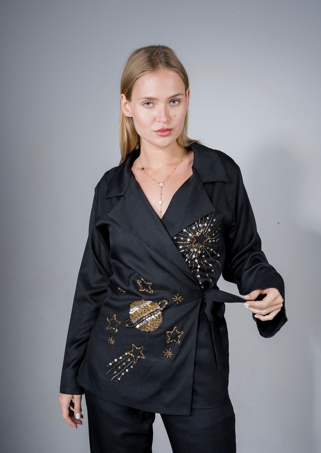 Galaxy Black Linen Set