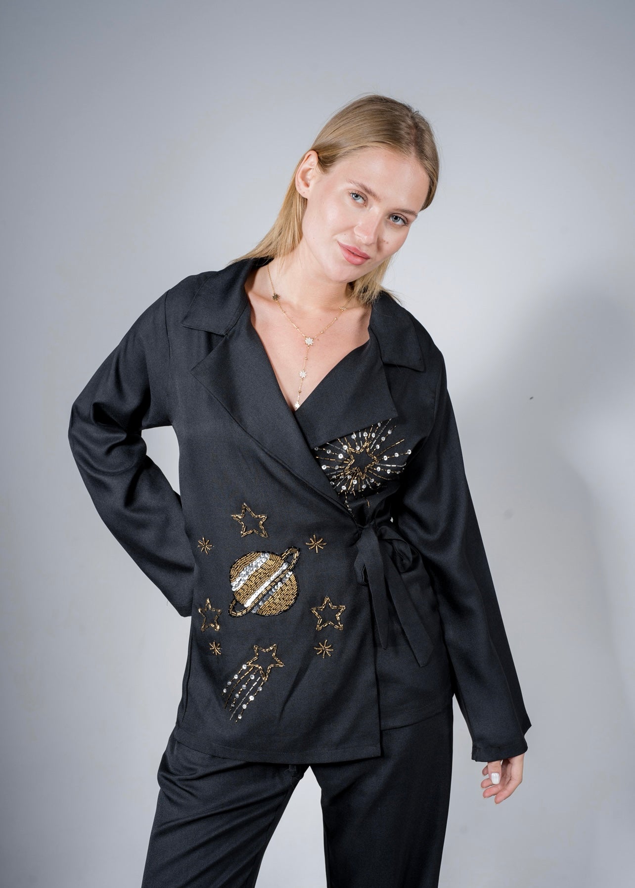 Galaxy Black Linen Set