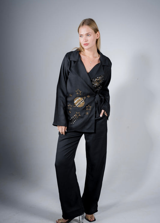 Galaxy Black Linen Set
