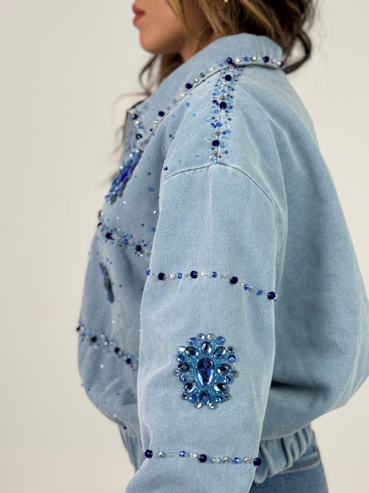 Blue Sparkle Puff Jacket