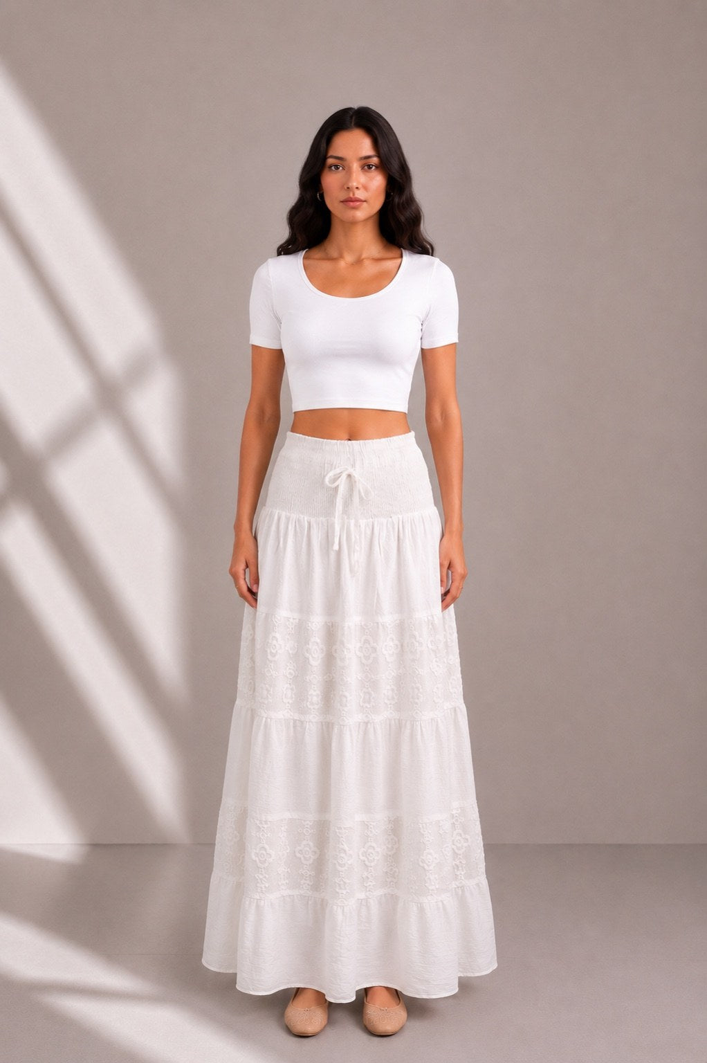 White Flowy Skirt