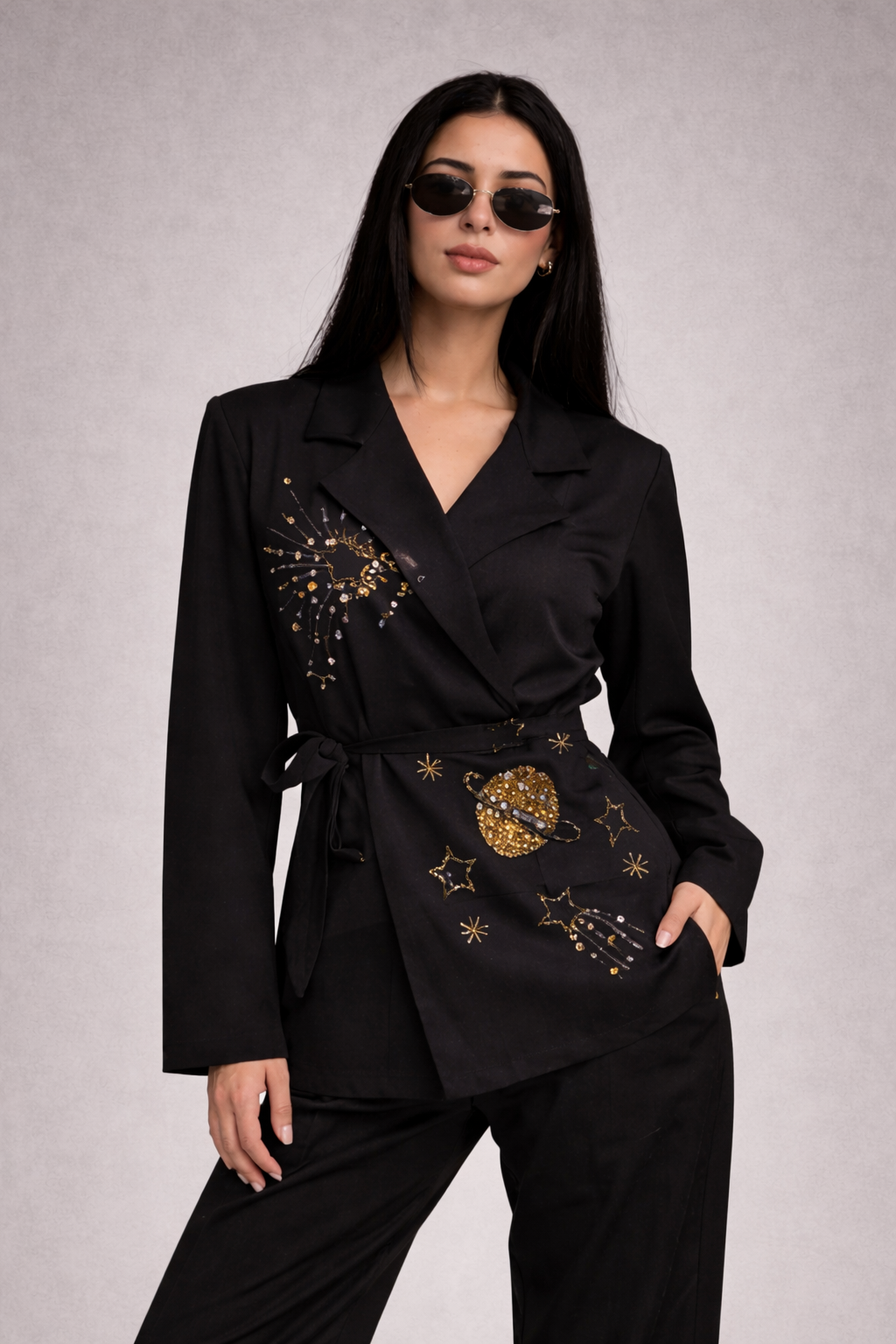 Galaxy Black Linen Set