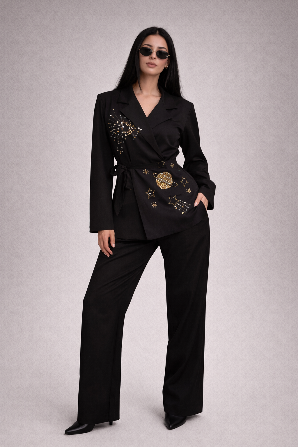 Galaxy Black Linen Set