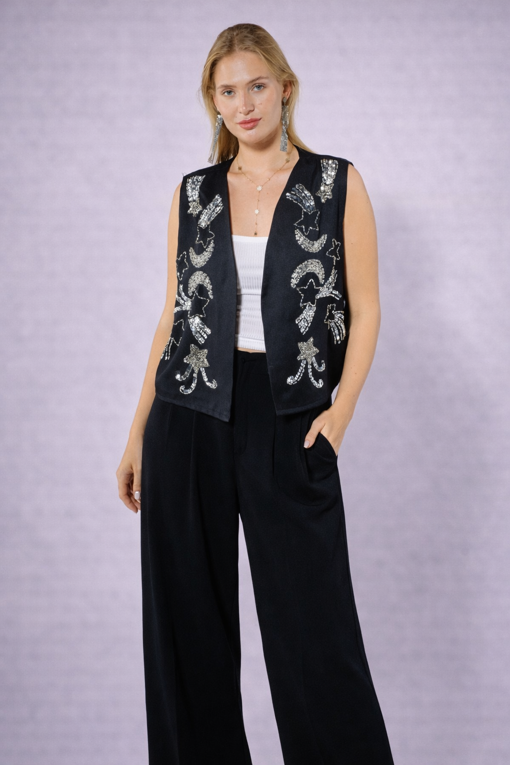 Midnight Linen Vest