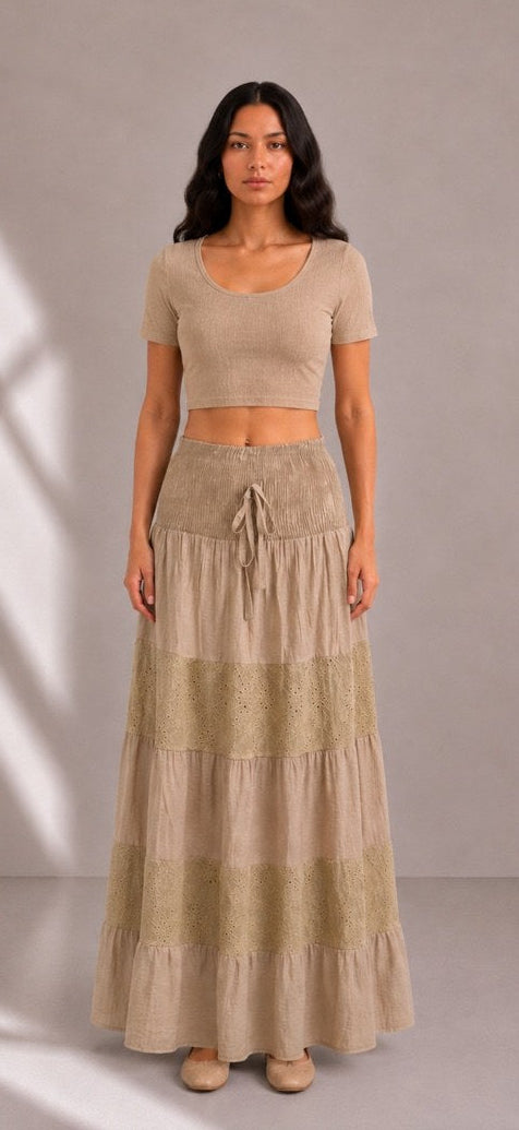Beige Flowy Skirt
