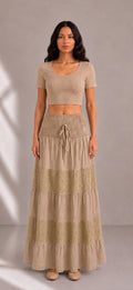 Beige Flowy Skirt