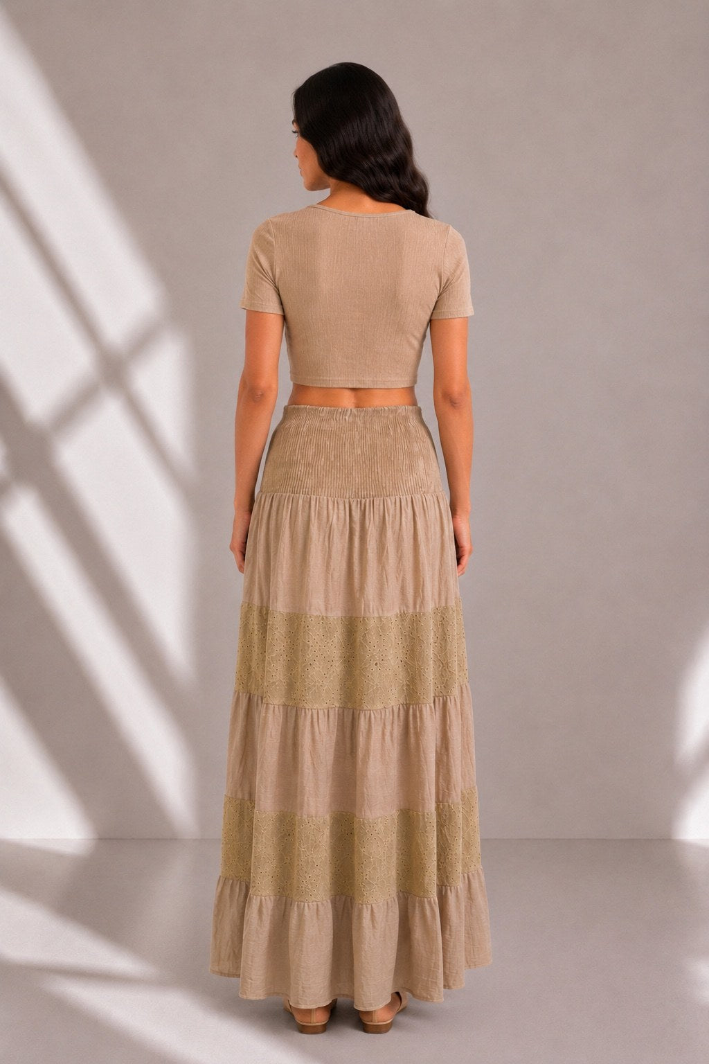 Beige Flowy Skirt