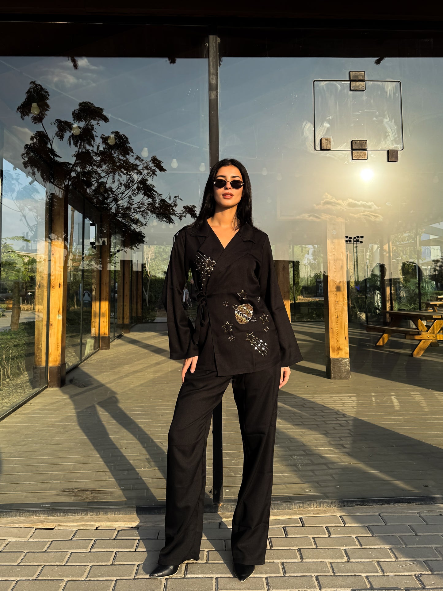 Galaxy Black Linen Set