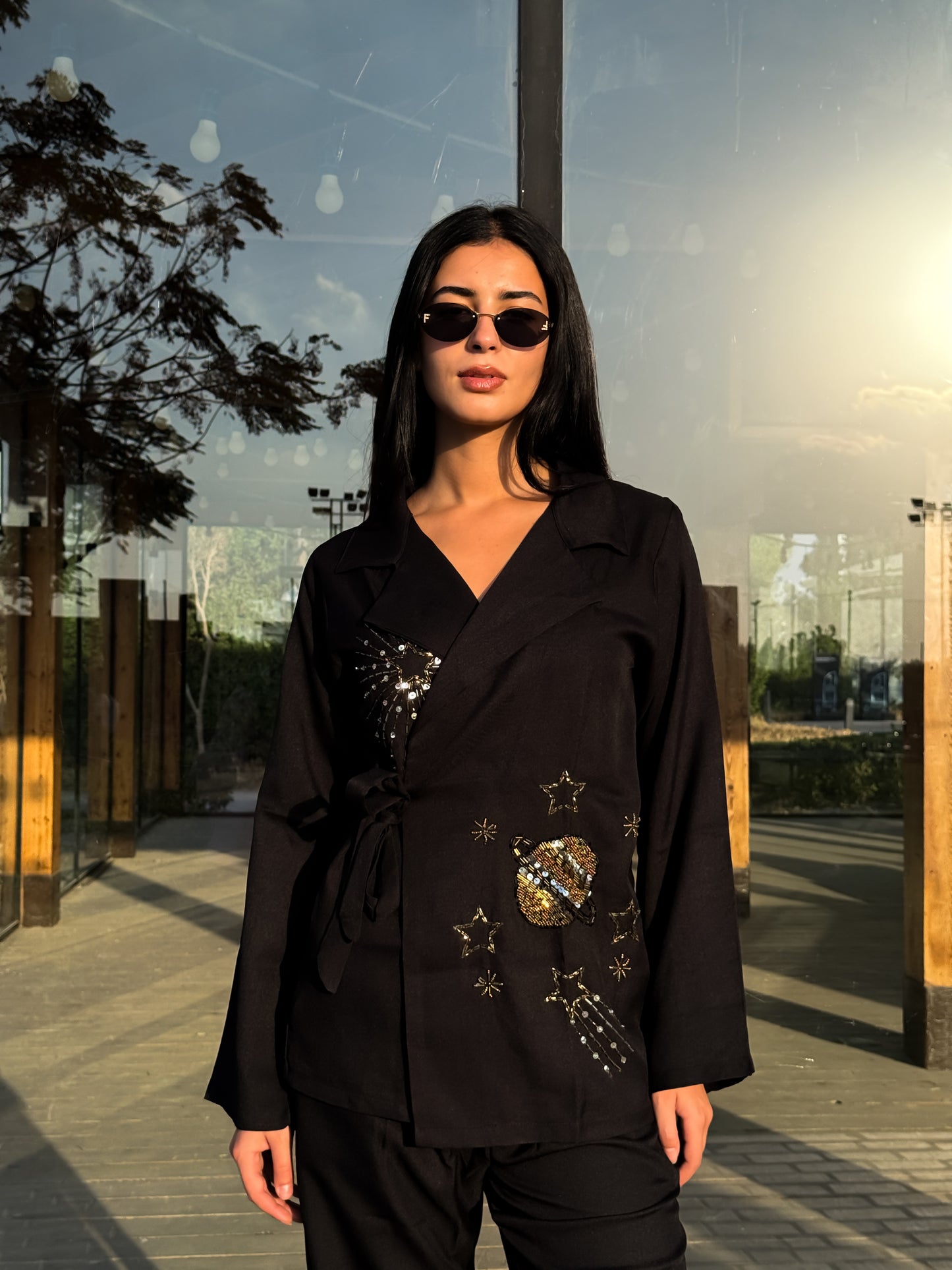 Galaxy Black Linen Set