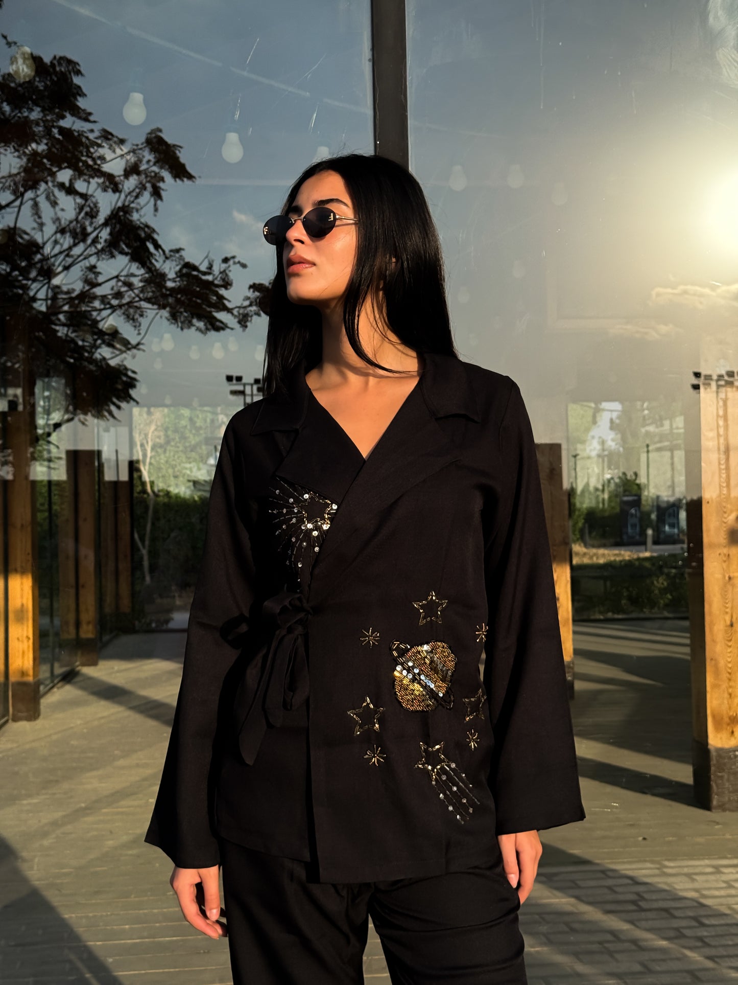 Galaxy Black Linen Set