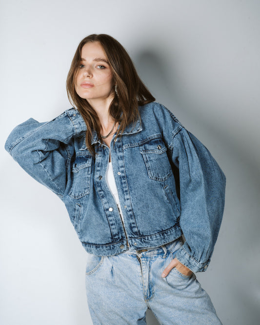 Cropped Blue Denim Jacket